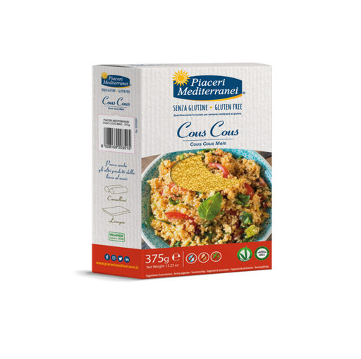 Cous Cous Mais 375g- Piaceri
Verfeinern Sie ihn mit frischem Gemüse und aromatischen Gewürzen oder lassen Sie Ihrer Kreativität freien Lauf. Ohne Eier, Milch und Palmöl – einfach purer Genuss in Minuten!