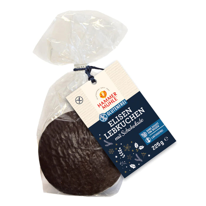 Elisen Lebkuchen mit Schokolade 225g- Hammermühle
Glutenfreie Elisen-Lebkuchen mit Zartbitterschokolade von Hammermühle.