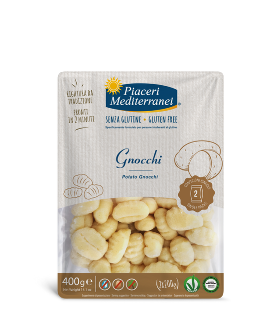 Gnocchi 400g- Piaceri
Unsere glutenfreien Gnocchi sind ein Genuss, dem niemand widerstehen kann. Perfekt für spontane Mittagessen oder besondere Gäste – einfach nach Belieben würzen und genießen!
