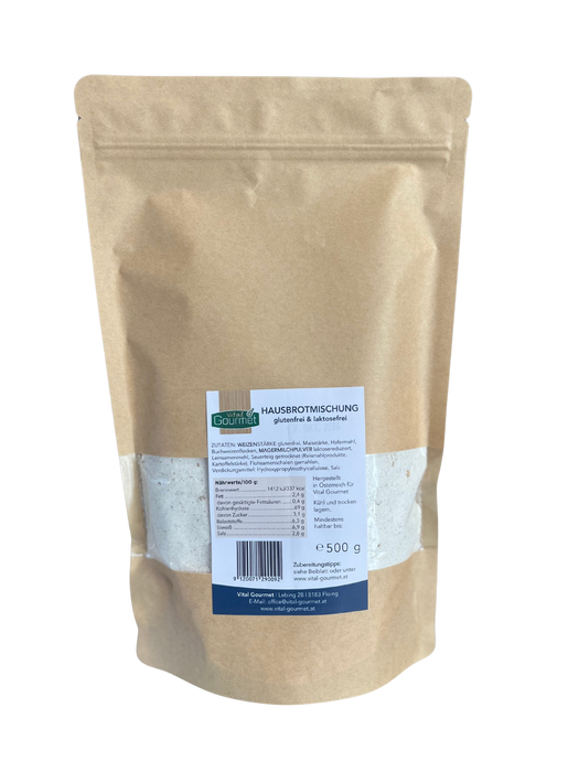 Hausbrot Backmischung - gluten/laktosefrei 500g - Vital Gourmet
Saftig , locker und doch eine wunderbare Kruste ! 