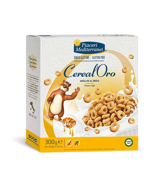 Honig Ringe 300g - Piaceri Mediterranei
Egal, ob Sie zuerst die Milch oder das Müsli einfüllen – eines ist sicher: Die glutenfreien Honig-Anellini von CerealOro sind ein Genuss für jeden Morgen!