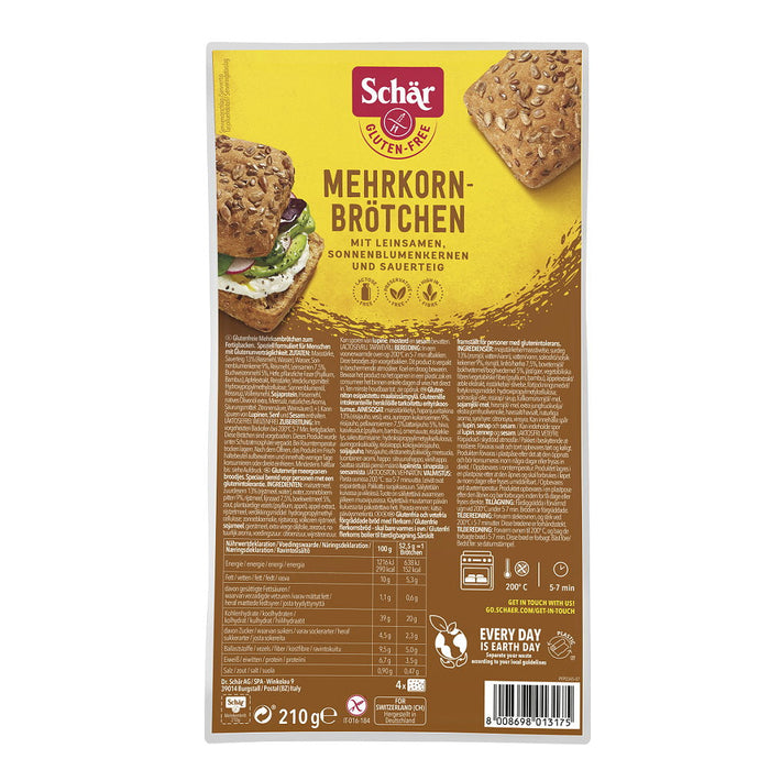 Mehrkornbrötchen 210g - Schär
Die herzhaften Brötchen sind ideal für eine vollwertige und ballaststoffreiche Ernährung.