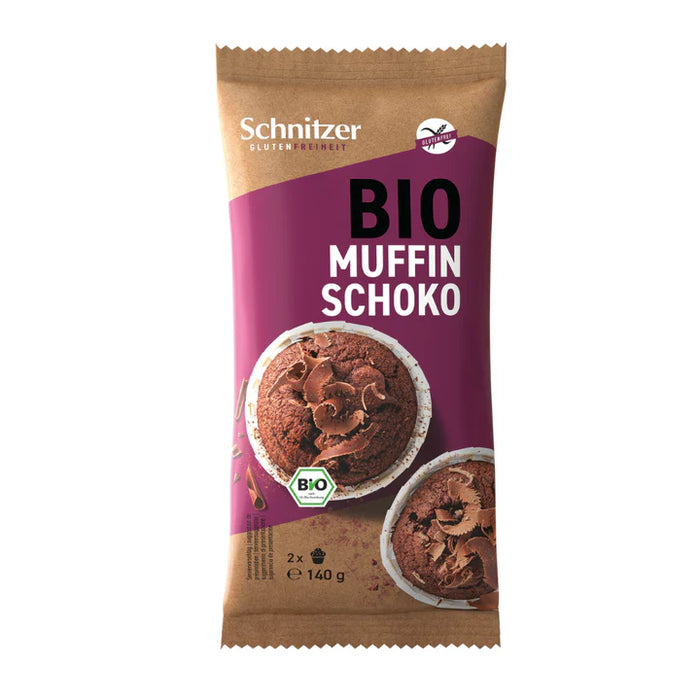 Schoko Muffin 140g - Schnitzer Bio
Die süße Verführung in der zarte Schokoladenstücke von einem saftigen Kakaorührteig umschlossen werden.