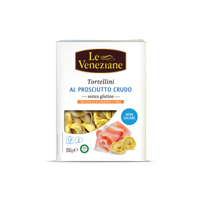 Tortellini mit Schinken 250g- Le Veneziane
Le Veneziane glutenfreie Tortellini mit rohem Schinken von Molino di Ferro sind gefüllte&glutenfreie Teigwaren.