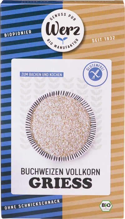Buchweizen Vollkorn Grieß 250g - Werz Bio
Der glutenfreie Buchweizen Grieß von Werz eignet sich z.B. für Süßspeisen oder Suppeneinlagen (Grießnockerl). Ihrem Erfindungsreichtum sind keine Grenzen gesetzt: glutenfreier Grieß-Käsekuchen, Grieß-Knödel, Grieß-Auflauf oder natürlich einfach ein köstlicher glutenfreier Grießbrei... alles ist möglich. Einfach ausprobieren!