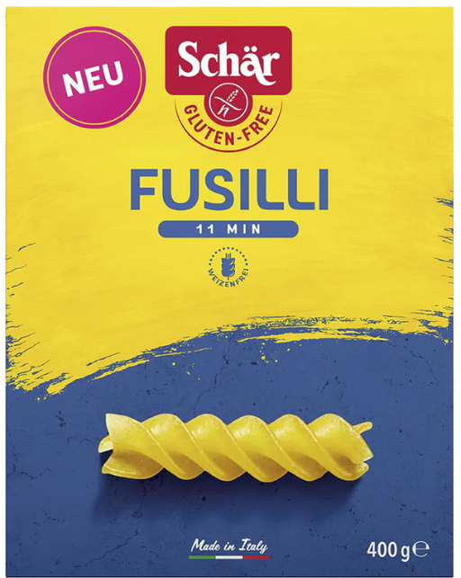 Fusilli (Spiralen ) 400g - Schär
Glutenfreie Nudeln Fusilli von Schär sind die glutenfreien Spiral-Nudeln.