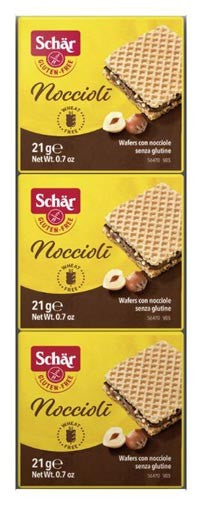 Noccioli Haselnusswaffel 3x21g- Schär
Noccioli von Dr. Schär ist eine Haselnusswaffel mit einer köstlichen Creme mit Haselnuss-Stückchen.