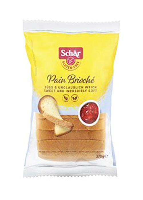 Pain Brioche - Schnittbrot 370g - Schär
Das Süße unter den Schnittbroten. Ideal zum Frühstück aber auch als Nachmittagsgebäck – pur oder verfeinert mit Butter, Marmelade oder Schokocreme!