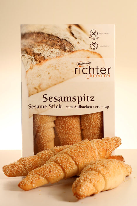 Sesamspitz 225g - Richter glutenfrei
Die glutenfreien Sesamspitz von Richter sind drei leckere Brötchen zum selbst aufbacken. Die glutenfreien Brötchen kurz im Ofen aufbacken, lecker belegen und fertig ist der Genuß. Ob mit herzhaftem oder süßem Belag, die Sesamspitz von Richter schmecken immer und überall und sind dabei frei von Gluten und frei von Laktose. Ein Genuss für die ganze Familie!
