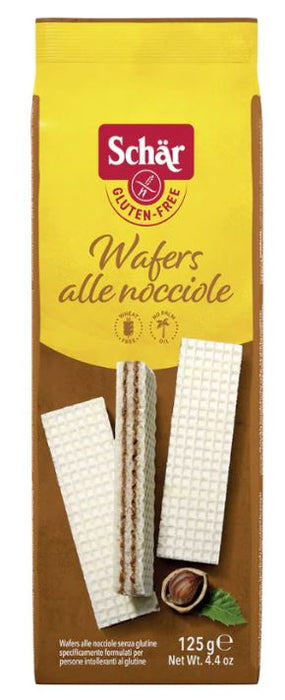 Wafers alle Nocciole 125 g - Schär
Knusprige glutenfreie Waffeln mit feiner Haselnusscreme.