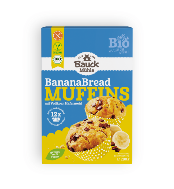 Backmischung Banana Bread Muffins 280g - Bauck Mühle

Die Banana Bread Muffins von Bauck Mühle sind die perfekte Kombination aus süßer Banane und zartschmelzender Schokolade – ideal für Frühstück, Snack oder unterwegs.