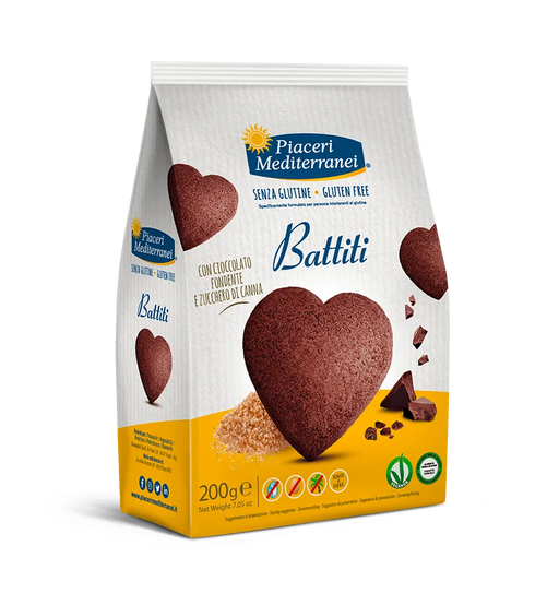 Battiti - Schokoladen Herz Kekse 200g - Piaceri Mediterranei

Der schokoladige, leckere Keks in Herzform bietet nicht nur einen großartigen Geschmack, sondern ist auch glutenfrei und vegan.