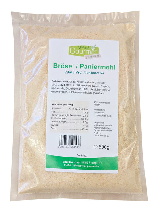Brösel - Paniermehl 500g - Vital Gourmet

Ideal für ein klassisches Wienerschnitzel ebenso wie für paniertes Gemüse, Fisch oder Fleisch.