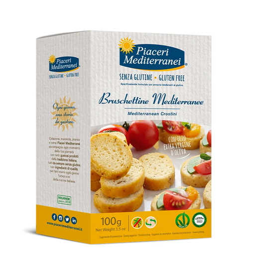 Bruschetta Mediterran 100g - Piaceri Mediterranei

Diese kleinen, gerösteten Brotscheiben eignen sich hervorragend als Basis für verschiedene Beläge wie Tomaten, Oliven oder Aufstriche und sind ideal für Vorspeisen oder als Snack zwischendurch