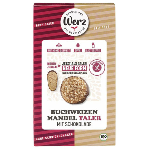 Buchweizen Mandel Taler- 150g  - Werz Bio

Die köstliche Glasur verleiht den glutenfreien Mandel-Taler einen schokoladigen Kick. Probieren Sie diese Süßigkeit zum nächsten Kaffee... Sie werden begeistert sein!