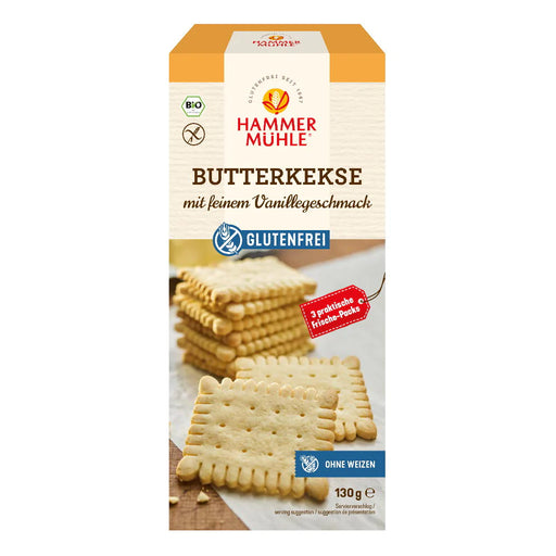 Butterkekse mit feinem Vanillegeschmack 130g- Hammermühle Bio

Die knusprigen glutenfreien Butterkekse mit feinem Vanillegeschmack und ohne Weizen sind genau das Richtige zum Kaffeekränzchen oder für zwischendurch zum Naschen.