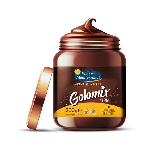 Golomix Crema 200g - Piaceri

Die glutenfreie Golomix-Creme vereint Haselnuss, Schokolade und Kakao zu einer unwiderstehlichen Mischung, verfeinert mit knusprigen Golomix-Keksbröseln. Gibt es wirklich etwas Besseres?