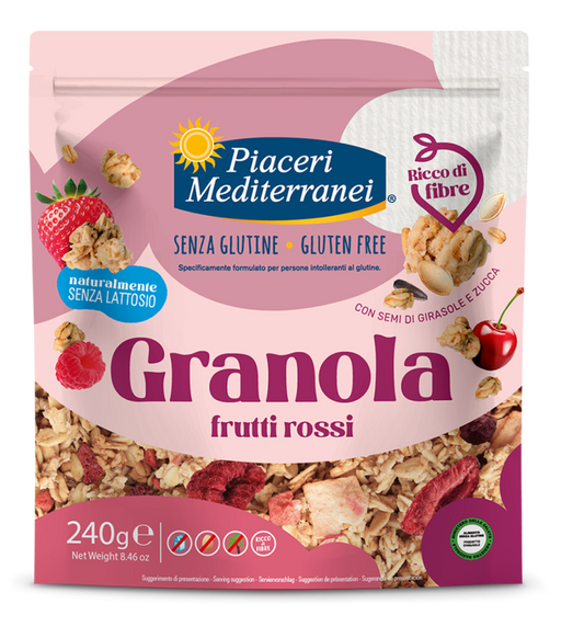 Granola Frutti Rossi 240g-Piaceri

Genießen Sie die knusprige Granola Frutti Rossi, eine köstliche Mischung aus glutenfreien Haferflocken und getrockneten roten Früchten wie Erdbeeren, Himbeeren und Kirschen.