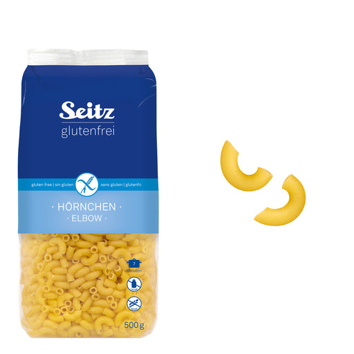 Hörnchen glutenfrei 500g- Seitz

Die glutenfreien Hörnchen hergestellt aus Mais-/ und Kichererbsenmehl bieten den perfekten Geschmack und eine optimale Textur. Besonders gut geeignet sind sie für Nudelsalate. 