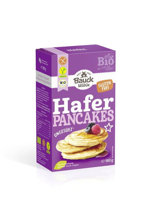 Hafer Pancakes 180g-Bauck Mühle

Unsere ungesüßte Mischung für Hafer-Pancakes aus der Bauck Mühle ist im Nu zubereitet! Einfach Milch oder Pflanzendrink, ein Ei und etwas Öl hinzufügen, in der Pfanne backen – fertig! Diese köstlichen Pancakes sind ideal für ein schmackhaftes Frühstück oder als Snack für zwischendurch. Ob herzhaft oder süß, du kannst sie ganz nach deinem Geschmack verfeinern. Die Backmischung ist selbstverständlich glutenfrei, vegan und in bester Bio-Qualität.