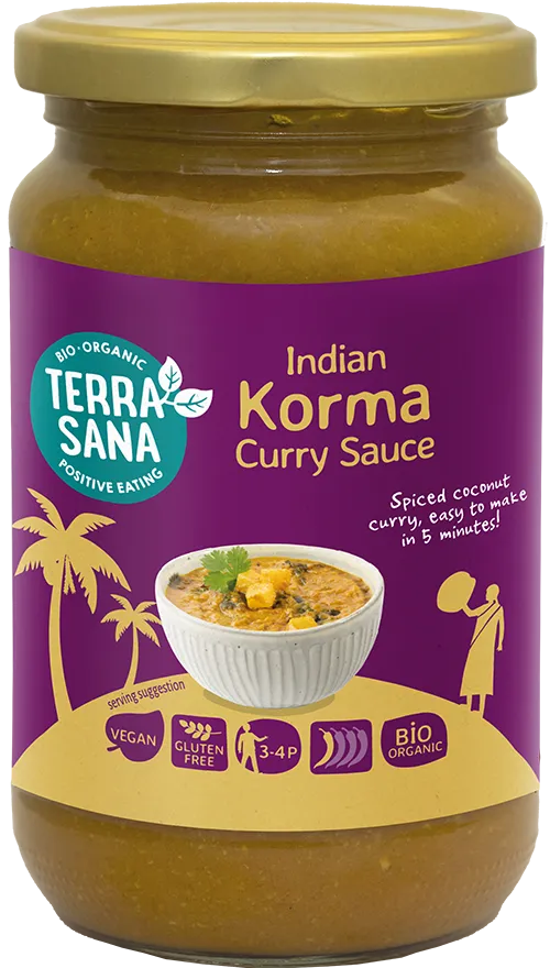 Indische Korma Currysauce 350g-Terassana Bio

Du bist kein Koch, aber ein echter Feinschmecker? Dann ist unsere indische Korma-Currysauce genau das Richtige für dich! Mit ihr holst du dir Restaurantqualität ins eigene Zuhause. 