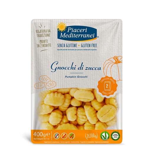 Kürbis Gnocchi 400g - Piaceri Mediterranei

Diese Gnocchi bieten ein einzigartiges Geschmackserlebnis durch die Kombination aus Kartoffeln, Reismehl und getrocknetem Kürbis.