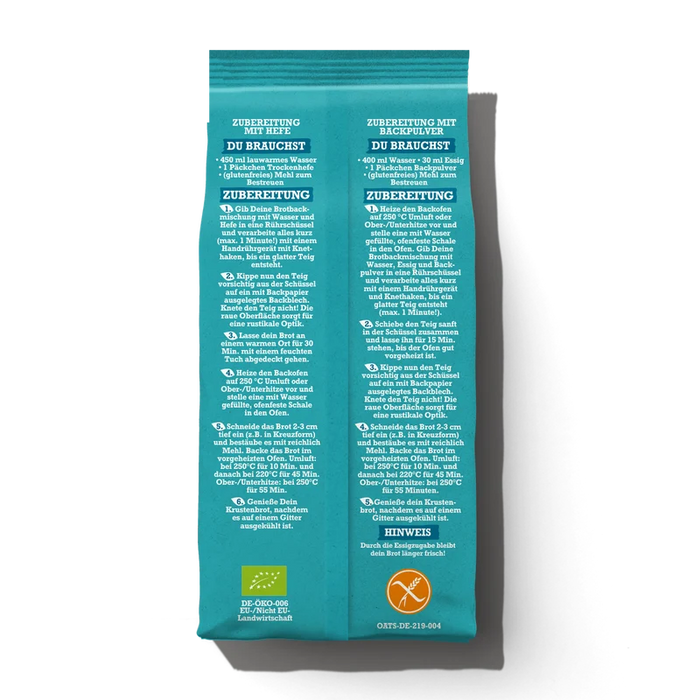 Krustenbrot Backmischung 480g - BioVegan Rückseite