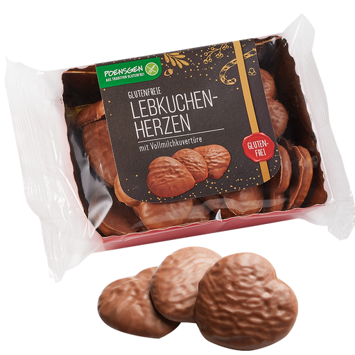 Lebkuchenherzen Vollmilch glutenfrei 175g-Poensgen

Sie verbinden den traditionellen Geschmack von Lebkuchen mit der süßen Cremigkeit der Schokolade und schaffen so eine unwiderstehliche Kombination, die nicht nur glutenfreie Genießer begeistert.
