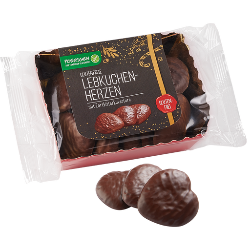 Lebkuchenherzen zartbitter glutenfrei 175g-Poensgen

Die harmonische Kombination aus zartbitterem Schokoladenüberzug und den würzigen Lebkuchen macht sie zu einem besonderen Highlight auf jedem Kaffeetisch.