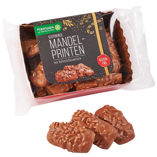 Mandel-Printen mit Vollmilchkuvertüre glutenfrei 175g-Poensgen

Der zarte Überzug aus Vollmilchkuvertüre verleiht den Printen eine süße Note und macht sie zu einem wahren Genuss.