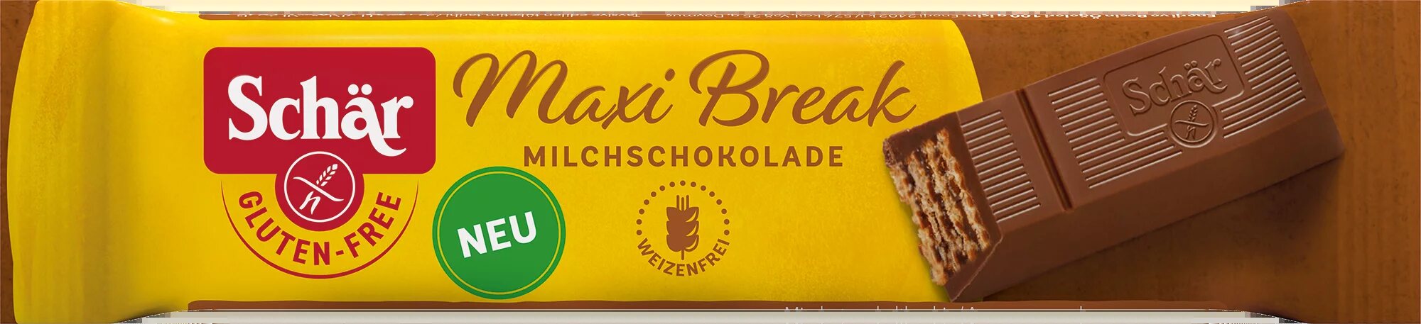 Maxi Break Riegel 38g - Schär

Ob als schneller Snack im Büro, als Energy-Booster nach dem Sport oder einfach für den kleinen Heißhunger – der Maxi Break Riegel macht immer eine gute Figur. 