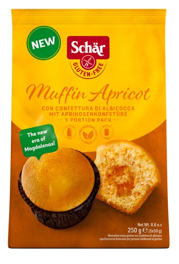 Muffin Apricot 250g- Schär

Genießen Sie den Geschmack des Sommers mit unseren glutenfreien Muffins Apricot! Diese saftigen Köstlichkeiten sind mit einer zarten, süß-sauren Aprikosenkonfitüre gefüllt, die jedem Bissen eine fruchtige Note verleiht. 