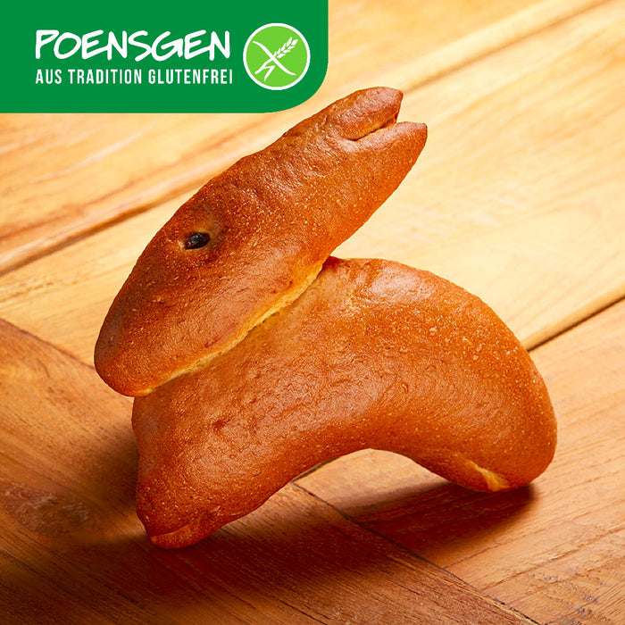 Osterhase glutenfrei 250g - Poensgen - Frischware **

Der glutenfreie Osterhase von Poensgen ist ein traditionelles Ostergebäck aus lockerem Hefeteig und sorgt für süße Genussmomente an den Feiertagen.