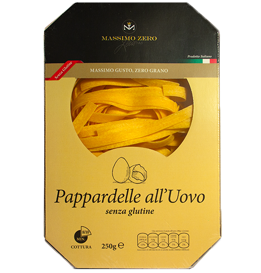 Pappardelle 250g - Massimo Zero

Hergestellt aus ausgewähltem Mais- und Reismehl sowie frischen Eiern überzeugen diese glutenfreien Pappardelle mit authentischem Geschmack, angenehmem Biss und 100 % natürlichen Zutaten – ganz ohne Zusatzstoffe.