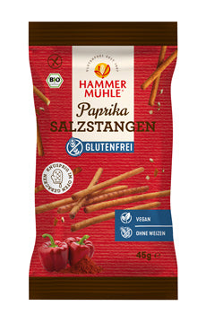 Paprika Salzstangen 45g -Hammermühle

Extra knusprig im Ofen gebacken und mit fein-pikanter Würze. Ein perfekter Snack für unterwegs.&nbsp;
