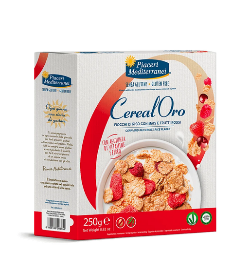 Reis Mais Cornflakes mit roten Früchten 250g - Piaceri

Beginnen Sie Ihren Morgen mit der Energie, die Sie brauchen! Unsere CerealOro Reisflocken mit Mais und roten Früchten bieten eine perfekte Kombination aus Knusprigkeit und natürlicher Süße, die Ihren Tag bereichert.