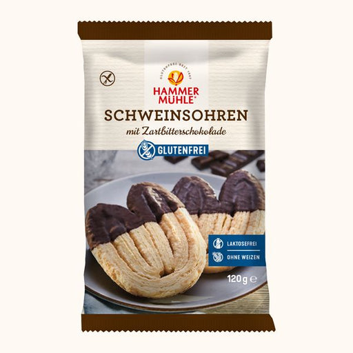 Schweinsohren mit Zartbitterschokolade 120g - Hammermühle

Ideal zum Kaffee, Tee oder einfach für zwischendurch – ein Genuss für Groß und Klein! 
