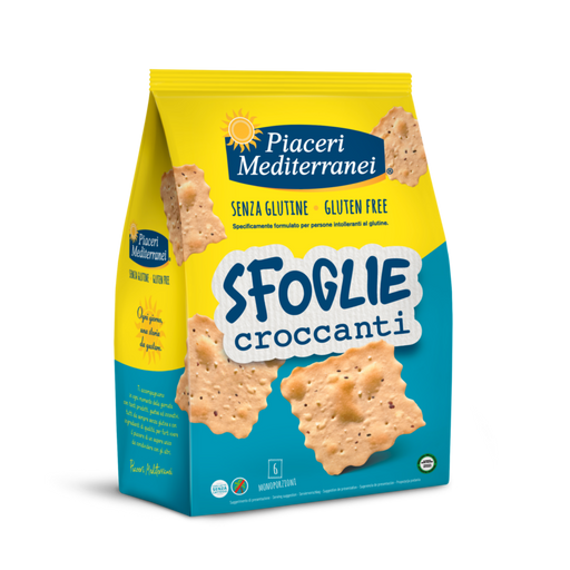 Sfoglie Croccanti 180g - Piaceri

Die Sfoglie Croccanti von Piaceri Mediterranei sind leichte, knusprige Snack-Blättchen mit feinem Geschmack und besonders knackiger Textur.