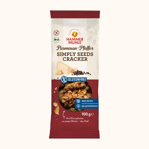 Simply Seeds Cracker Parmesan-Pfeffer 100g - Hammermühle

Für alle, die herzhafte, glutenfreie Snacks lieben: Unsere Simply Seeds Cracker mit Parmesan und Pfeffer sind genau das Richtige. Mit knackigen Leinsamen und glutenfreien Haferflocken bieten sie nicht nur einen intensiven Crunch, sondern auch eine Extraportion Ballaststoffe.
