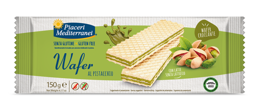 Wafer Pistacchio 150g -Piaceri

Eine knusprige Waffel kombiniert mit einer unwiderstehlichen Pistazie – ein Genuss, der begeistert!
