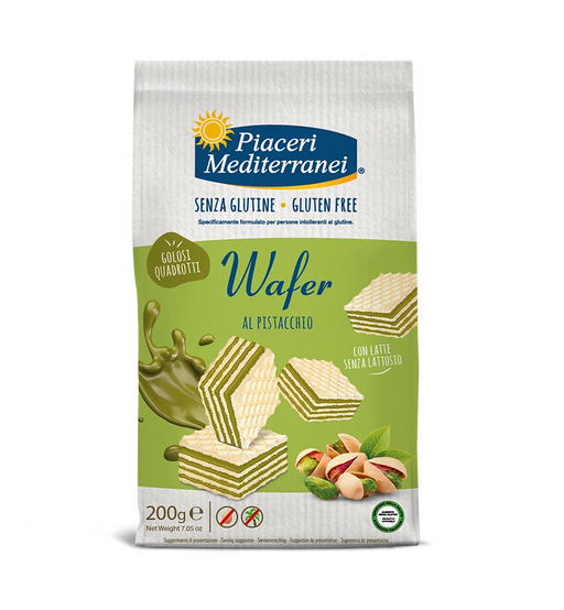 Waffeln mit Pistaziencreme 200g - Piaceri Mediterranei

Diese köstlichen, quadratischen Waffeln von Piaceri Mediterranei sind mit einer cremigen Pistazienfüllung veredelt und bieten einen einzigartigen Geschmack