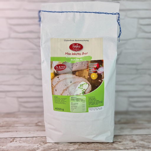 Brotbackmischung Rustikal 4kg Sack - Tanjas glutenfrei

Sie möchten schnell und einfach mischbrot-ähnliches Brot backen? Dann wird Sie diese Mischung überzeugen! Das Brot aus der unkomplizierten Backmischung überzeugt durch Geschmack und Textur und das fertige Brot steht glutenhaltigem Mischbrot in Nichts nach!