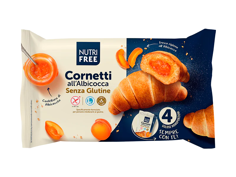 Cornetti all´Albicocca (Aprikosenfülle) 240g- Nutri Free

Mit einer fruchtigen Aprikosenfüllung begeistern sie sicher nicht nur uns.