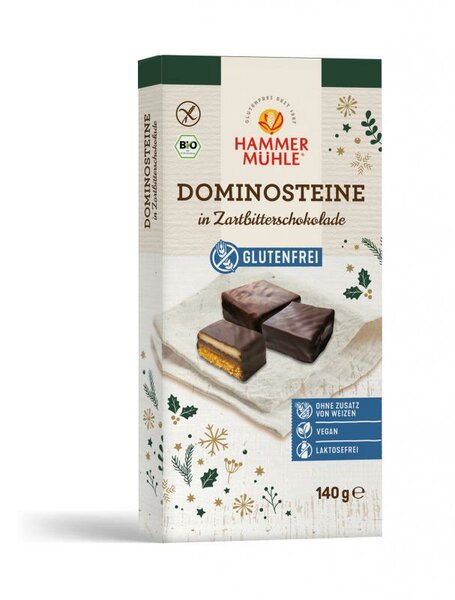 Dominosteine BIO 140g - Hammermühle Bio

Bio Dominosteine in Zartbitterschokolade von Hammermühle BIO.&nbsp; Weihnachten ohne Dominosteine ist unvorstellbar!