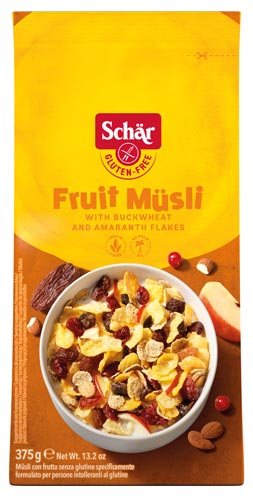 Fruit Müsli  375g - Schär

Mit Milch ein kraftvolles und gesundes Frühstück.