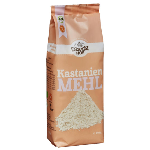 Kastanienmehl 350g - Bauckhof Bio

Bio Kastanienmehl von Bauckhof. Hervorragend zum Backen von Kuchen, Brot und Gebäck geeignet. Kastanienmehl mit seinem süßlich-nussigen Geschmack wird aus der Edelkastanie (Maroni) gewonnen.