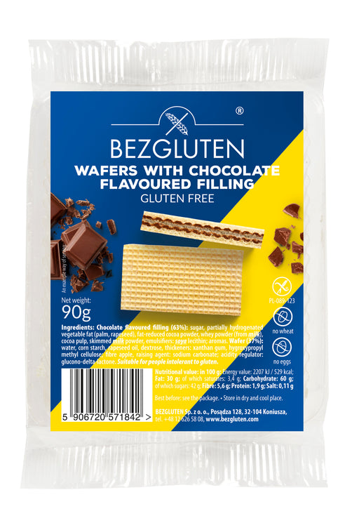 Waffeln mit Schokoladenfüllung 90g- Bezgluten
