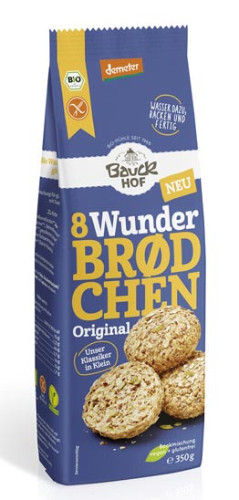 Wunderbroedchen Original 350g - Bauckhof Bio

Wunderbrødchen Original von Bauckhof ist eine glutenfreie Backmischung für&nbsp;Brötchen.&nbsp;Für das gemütliche Frühstück oder Abendbrot, für den schnellen Snack unterwegs oder die Picknick-Tafel.
