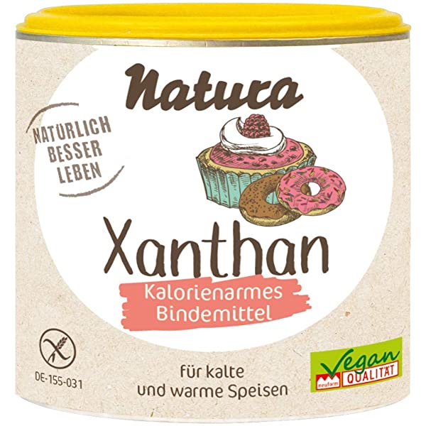 Xanthan - Bindemittel 100g- Natura

Xanthan ist in kaltem und warmem Wasser löslich und bildet weitgehend temperaturstabile Gele. Als Bindemittel ersetzt es beim glutenfreien Backen das Gluten und sorgt für eine gute Konsistenz.